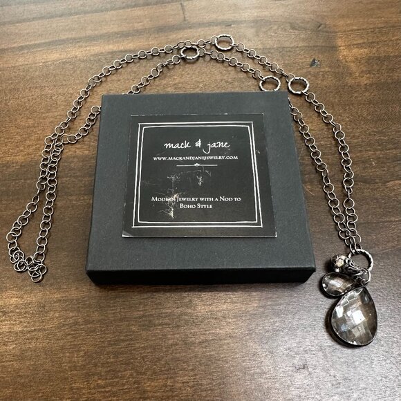 Mack and Jane Gunmetal Crystal Bohemian 3-Charm Necklace - Picture 2 of 5